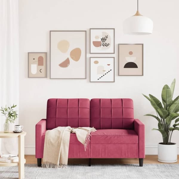 vidaXL 2-sitssoffa vinröd 120 cm sammet