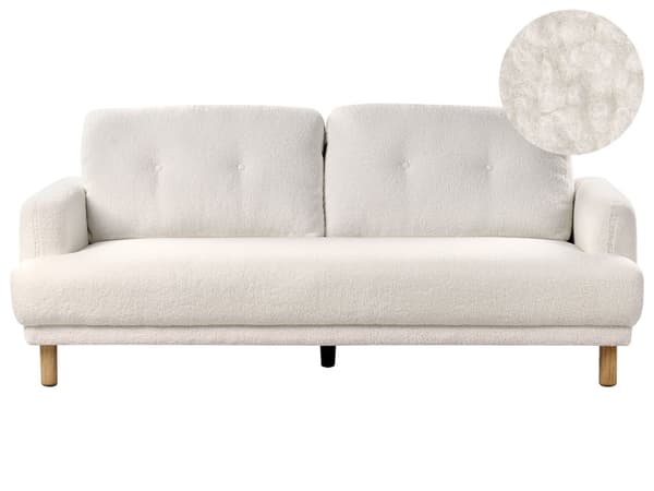 Sofa Hvid Boucle 3 Personers Tyk Polstret Dyb Blød Stofsofa til Stuen Moderne Inspiration Stue Møbel Moderne