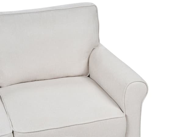 Soffa Ljusbeige Tyg Träram Fjädrande Sits Vardagsrum 2-sits