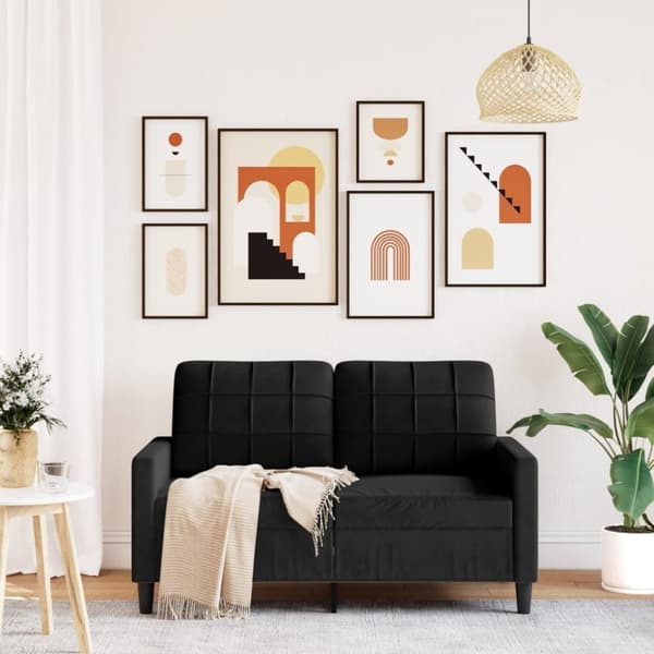 vidaXL 2-sitssoffa ljusgrå Svart 120 cm sammet
