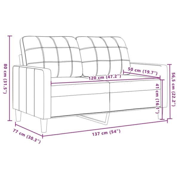 vidaXL 2-sitssoffa ljusgrå Svart 120 cm sammet
