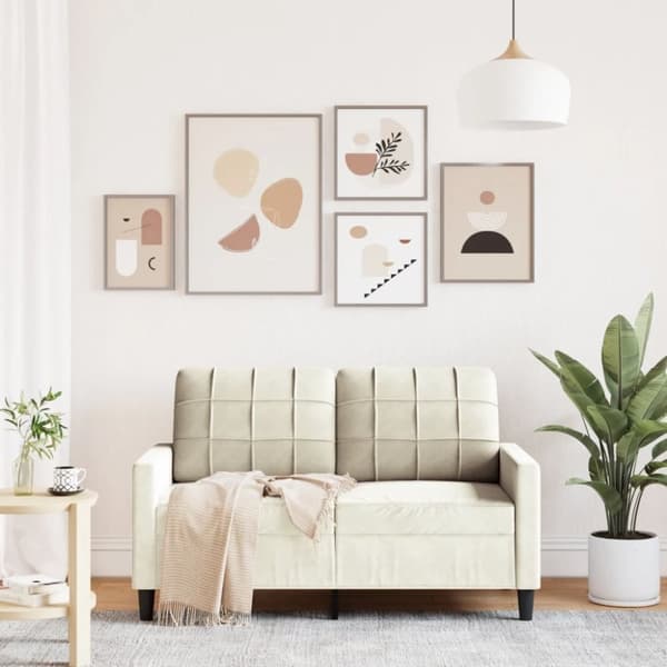 vidaXL 2-personers sofa 120 cm velour cremefarvet