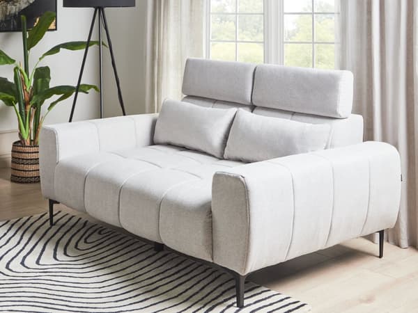 Soffa 2-sits Grå Tygklädsel med Justerbara Nackstöd Modern Stil Vardagsrumsmöbler