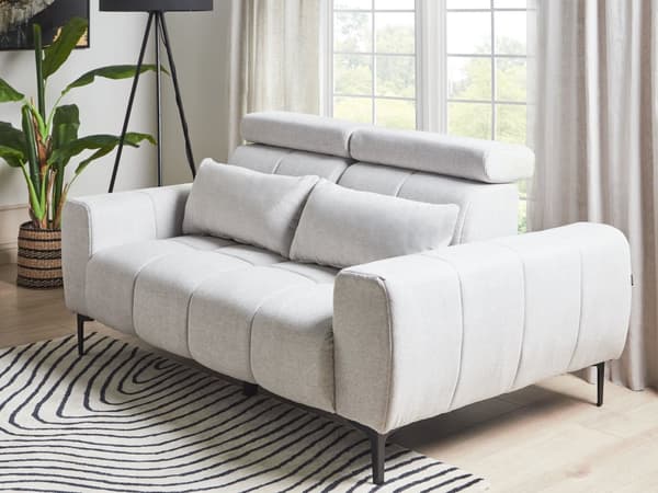 Soffa 2-sits Grå Tygklädsel med Justerbara Nackstöd Modern Stil Vardagsrumsmöbler