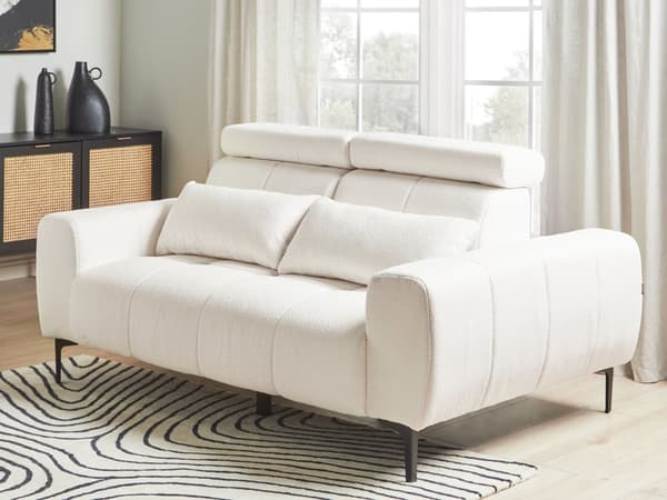 Soffa 2-sits Vit Bouclé med Justerbara Nackstöd Modern Stil Vardagsrumsmöbler