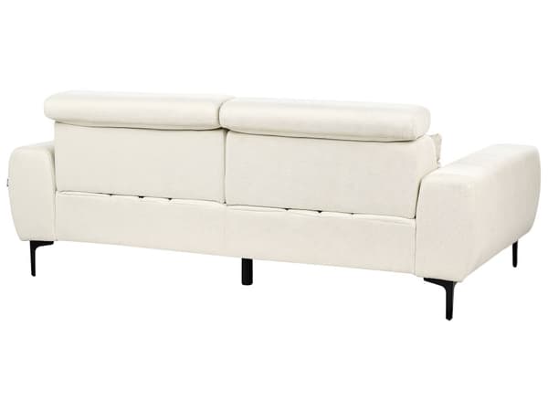 Soffa 3-sits Krämfärgad Tygklädsel med Justerbara Nackstöd Modern Stil Vardagsrumsmöbler