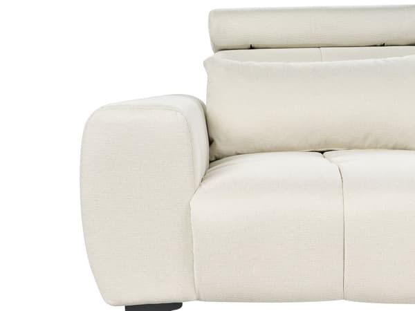 Soffa 3-sits Krämfärgad Tygklädsel med Justerbara Nackstöd Modern Stil Vardagsrumsmöbler