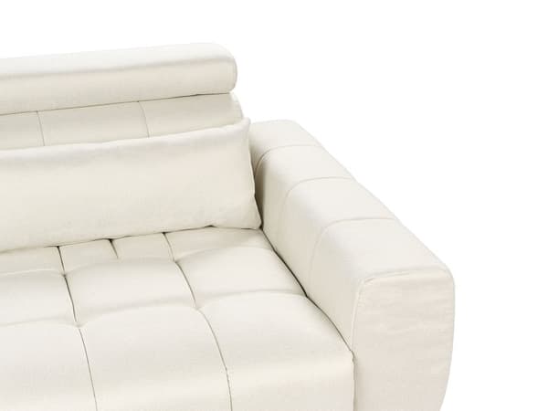 Soffa 3-sits Krämfärgad Tygklädsel med Justerbara Nackstöd Modern Stil Vardagsrumsmöbler