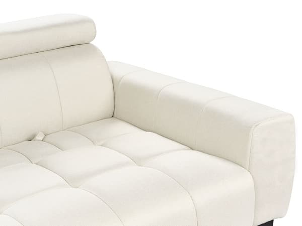 Soffa 3-sits Krämfärgad Tygklädsel med Justerbara Nackstöd Modern Stil Vardagsrumsmöbler