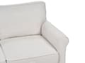 Miniatyrbillede 9 af 11: 3-personers sofa lys beige stof træramme med træben polstret sæde stue opholdsrum