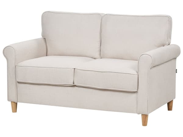 Sofa Lys beige stof Træramme Svingfjedre Stue 2 sæder moderne stil Stue Opholdsrum