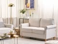 Miniatyrbillede 2 af 11: Sofa Lys beige stof Træramme Svingfjedre Stue 2 sæder moderne stil Stue Opholdsrum