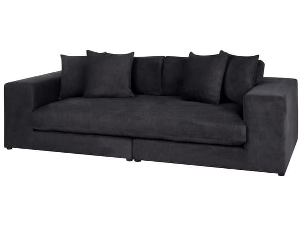 Sofa sort 3-personers polstret stof med dekorative hynder bred Skandinavisk stil moderne