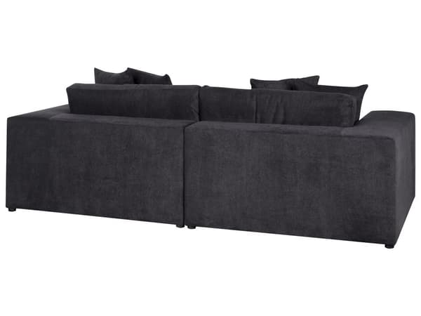 Sofa sort 3-personers polstret stof med dekorative hynder bred Skandinavisk stil moderne