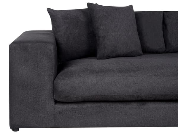 Sofa sort 3-personers polstret stof med dekorative hynder bred Skandinavisk stil moderne
