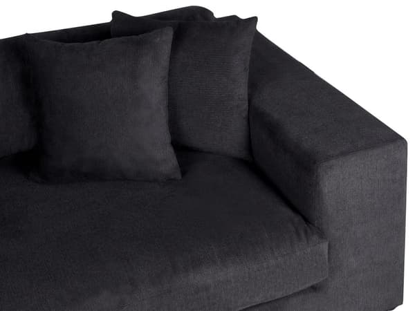 Sofa sort 3-personers polstret stof med dekorative hynder bred Skandinavisk stil moderne
