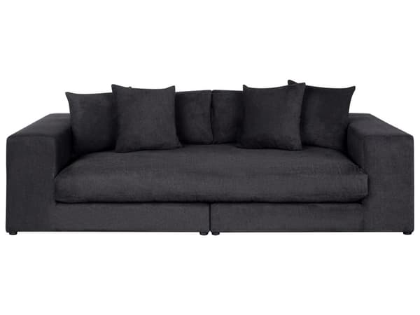 Sofa sort 3-personers polstret stof med dekorative hynder bred Skandinavisk stil moderne