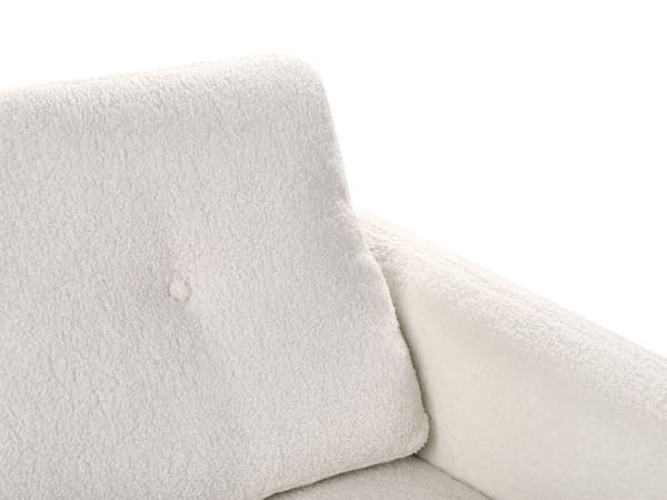 Sohva valkoinen bukleekangas verhoiltu puujalat kahdelle nappikoristeltu olohuoneen retro minimalistinen tyyli