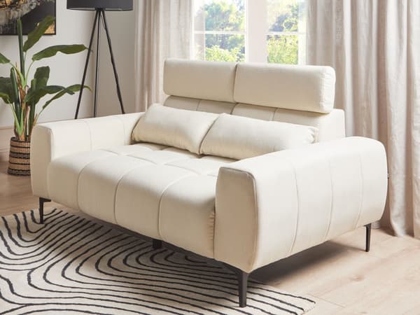 Sofa Hvid 2 Personers Tyk Polstret Dyb Blød Stofsofa til Stuen Moderne Inspiration Stue Møbel Moderne
