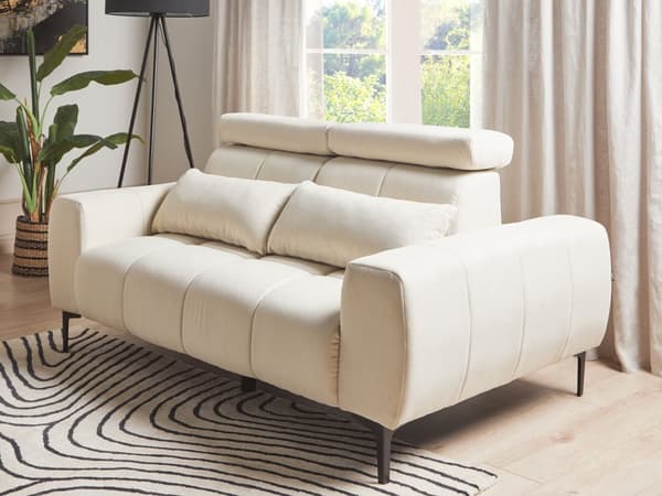 Sofa Hvid 2 Personers Tyk Polstret Dyb Blød Stofsofa til Stuen Moderne Inspiration Stue Møbel Moderne