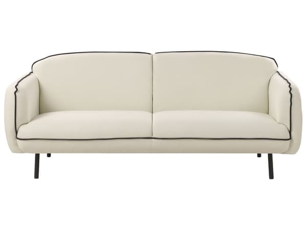 Sofa Lys beige Stoff 3-seter Metallben Dekorative kanter i svart Retro Art Deco Stue
