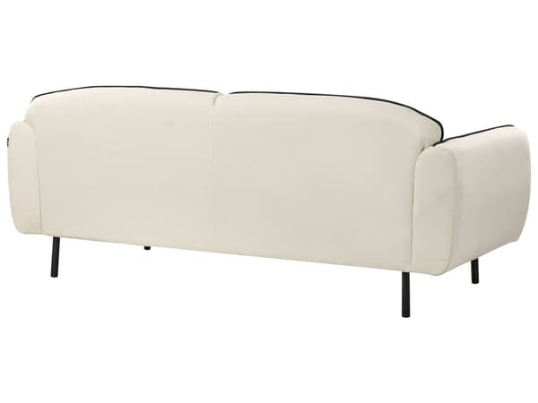 Sofa med fotskammel Lys beige Stoff 3-seter Metallben Dekorative kanter i svart Retro og glamorøs stil Stue