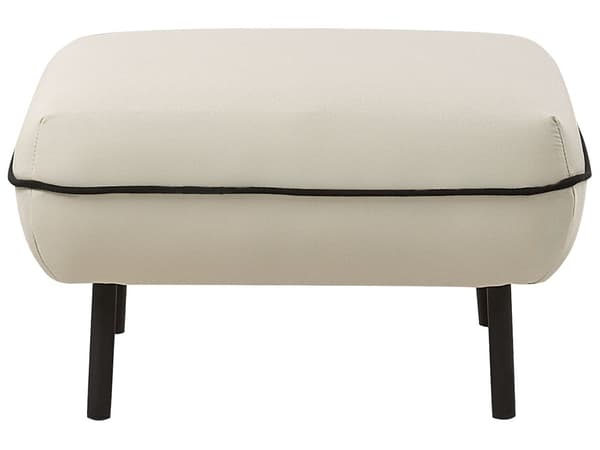 Sofa med fotskammel Lys beige Stoff 3-seter Metallben Dekorative kanter i svart Retro og glamorøs stil Stue