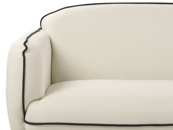 Sofa med fotskammel Lys beige Stoff 3-seter Metallben Dekorative kanter i svart Retro og glamorøs stil Stue