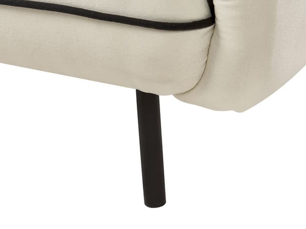 Sofa med fotskammel Lys beige Stoff 3-seter Metallben Dekorative kanter i svart Retro og glamorøs stil Stue