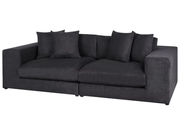 Sofa Stoff Polyester Svart 240 cm x 120 cm x 61 cm Sofa 3-Seter Polstret Rygg Armlener Stue Moderne Komfortabel