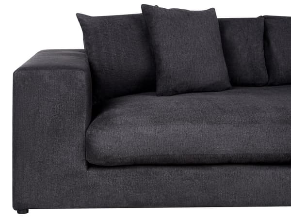 Sofa Stoff Polyester Svart 240 cm x 120 cm x 61 cm Sofa 3-Seter Polstret Rygg Armlener Stue Moderne Komfortabel