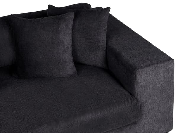 Sofa Stoff Polyester Svart 240 cm x 120 cm x 61 cm Sofa 3-Seter Polstret Rygg Armlener Stue Moderne Komfortabel