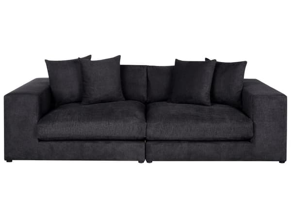 Sofa Stoff Polyester Svart 240 cm x 120 cm x 61 cm Sofa 3-Seter Polstret Rygg Armlener Stue Moderne Komfortabel