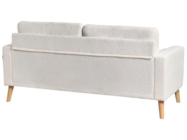 Soffa Off-White Tygklädsel 2-sits Knapptuftad med Två Kuddar Retro Traditionell Stil
