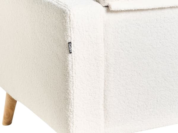 Soffa Off-White Tygklädsel 2-sits Knapptuftad med Två Kuddar Retro Traditionell Stil