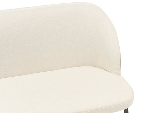Kökssoffa Ljusbeige Polyester Tyg Klädsel 2-sits Metallram Svarta Ben Bänk