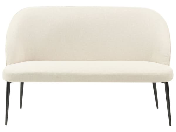 Kökssoffa Ljusbeige Polyester Tyg Klädsel 2-sits Metallram Svarta Ben Bänk