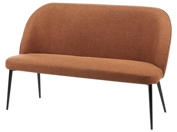 Kökssoffa Brun Polyester Tyg Klädsel 2-sits Metallram Svarta Ben Bänk