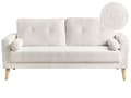Miniatyrbilde 1 av 11: Sofa Off-white Teddystoff 2-seter Dekorative knapper Ekstra puter med avtakbare trekk Ben i lyst tre Retro design Stue