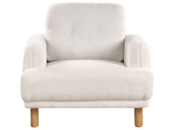 Sofagruppe 3-seters Sofa Lenestol Beige Boucle Treben Loveseat Retro Minimalistisk