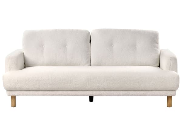 Sofa Hvit Boucle Stoff 3-seters Loveseat Retro Minimalistisk Stuemøbler