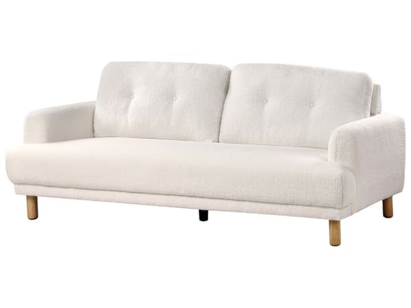 Sofa Hvit Boucle Stoff 3-seters Loveseat Retro Minimalistisk Stuemøbler