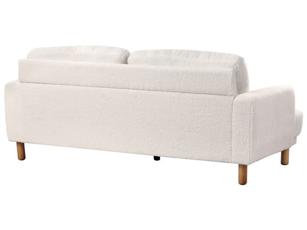 Sofa Hvit Boucle Stoff 3-seters Loveseat Retro Minimalistisk Stuemøbler