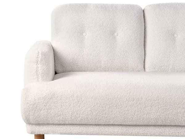 Sofa Hvit Boucle Stoff 3-seters Loveseat Retro Minimalistisk Stuemøbler
