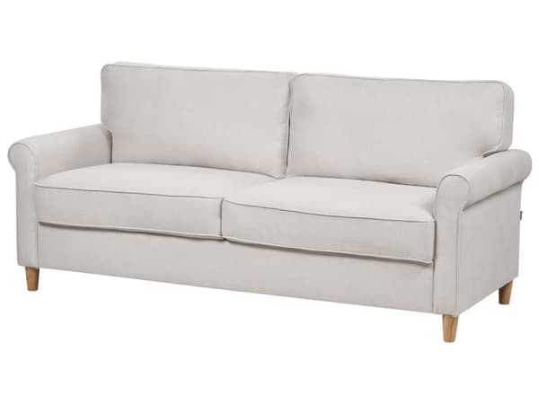 Sofa Lysebeige 3-seters Stoff med treramme Polstret sete Stue Moderne design