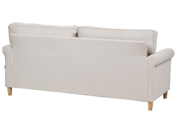 Sofa Lysebeige 3-seters Stoff med treramme Polstret sete Stue Moderne design