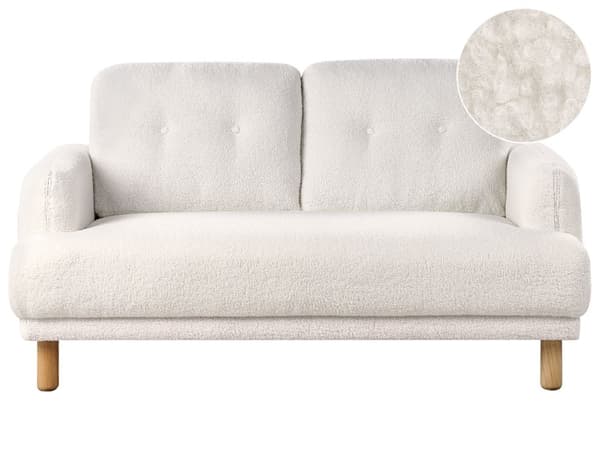 Sofa Hvit Boucle Stoff 2-seters Loveseat Retro Minimalistisk Stuemøbler