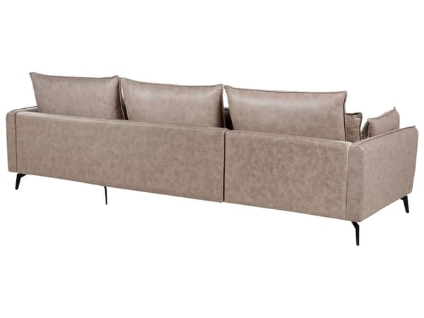 Hjørnesofa med Chaiselong Brun Ruskind 3 Personers Læder Sofa L Formet Dyb Sofahjørne Siddemøbel Blød Stofsofa Højrevendt