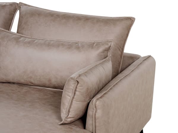 Hjørnesofa med Chaiselong Brun Ruskind 3 Personers Læder Sofa L Formet Dyb Sofahjørne Siddemøbel Blød Stofsofa Højrevendt