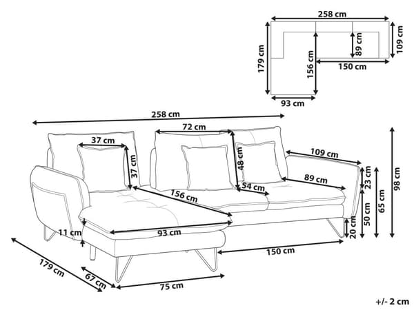 Hjørnesofa med Chaiselong Beige Chenille 3 Personers Sofa L Formet Dyb Sofahjørne Siddemøbel Blød Stofsofa Højrevendt
